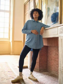 Seraphine Blue Denim Maternity & Nursing Shirt Dress^Women Tops & T-Shirts|Blouses & Shirts