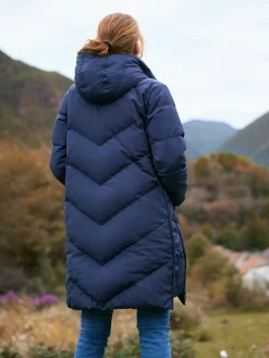 New Seraphine Long Chevron 3 in 1 Maternity & Babywearing Down-filled Coat Blue