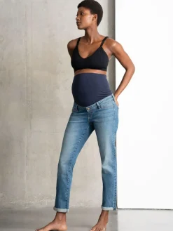 Seraphine Blue Premium Organic Overbump Maternity Relaxed Fit Jeans^Women Jeans|Jeans