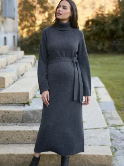 Seraphine Charcoal Grey 100% Merino Wool Maternity Knit Dress^Women Knitwear|Knitwear