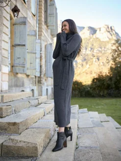 Seraphine Charcoal Grey 100% Merino Wool Maternity Knit Dress^Women Knitwear|Knitwear