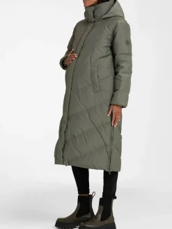 Clearance Seraphine 3-In-1 Long Chevron Puffer Maternity Coat Green