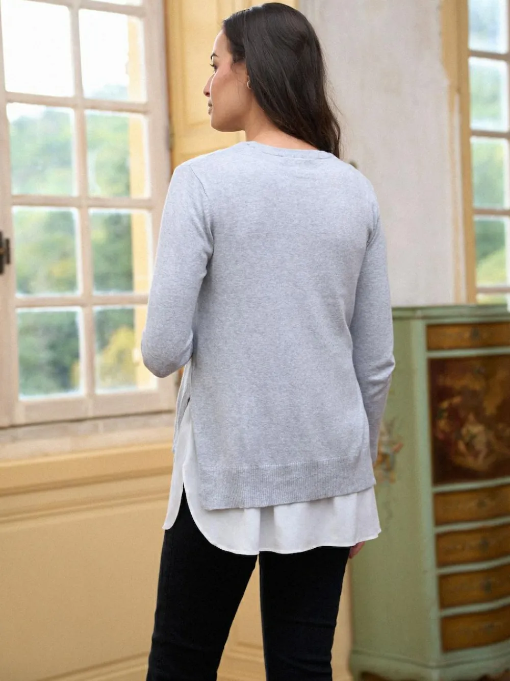 Seraphine Grey Cotton Blend Maternity & Nursing Shirt & Jumper^Women Knitwear|Knitwear