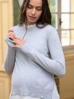 Seraphine Grey Cotton Blend Maternity & Nursing Shirt & Jumper^Women Knitwear|Knitwear