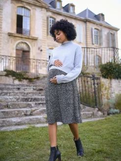 Sale Seraphine Grey Marl & Black Dot Maternity & Nursing Knit Top Dress