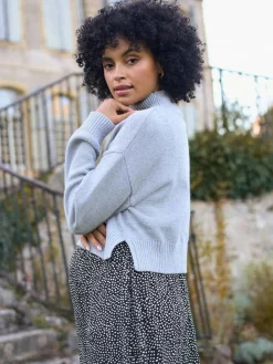 Sale Seraphine Grey Marl & Black Dot Maternity & Nursing Knit Top Dress