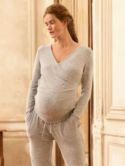 Seraphine Grey Marl Ultra-Soft Maternity & Nursing Loungewear Set^Women Pyjamas|All Night & Lounge