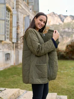 Seraphine Khaki Maternity & Babywearing Versatile Coat with Separate Inner Quilted^Women Coats & Jackets|Coats & Jackets