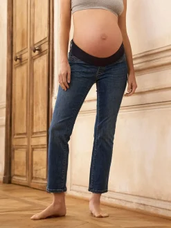 Clearance Seraphine Premium Organic Underbump Maternity Slim-Fit Jeans Mid Blue Wash