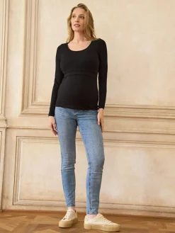 Seraphine Navy & Black Maternity & Nursing Bamboo Jersey Long Sleeve Tops 2 Pack^Women Tops & T-Shirts