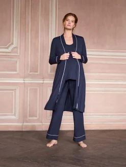 Seraphine Navy & White Maternity & Nursing Nightwear 3 Piece Set^Women Pyjamas|All Night & Lounge