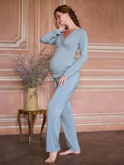Seraphine Sage Green Maternity & Nursing Super Soft Bamboo Jersey Pyjamas 2 Piece Set^Women Pyjamas|All Night & Lounge