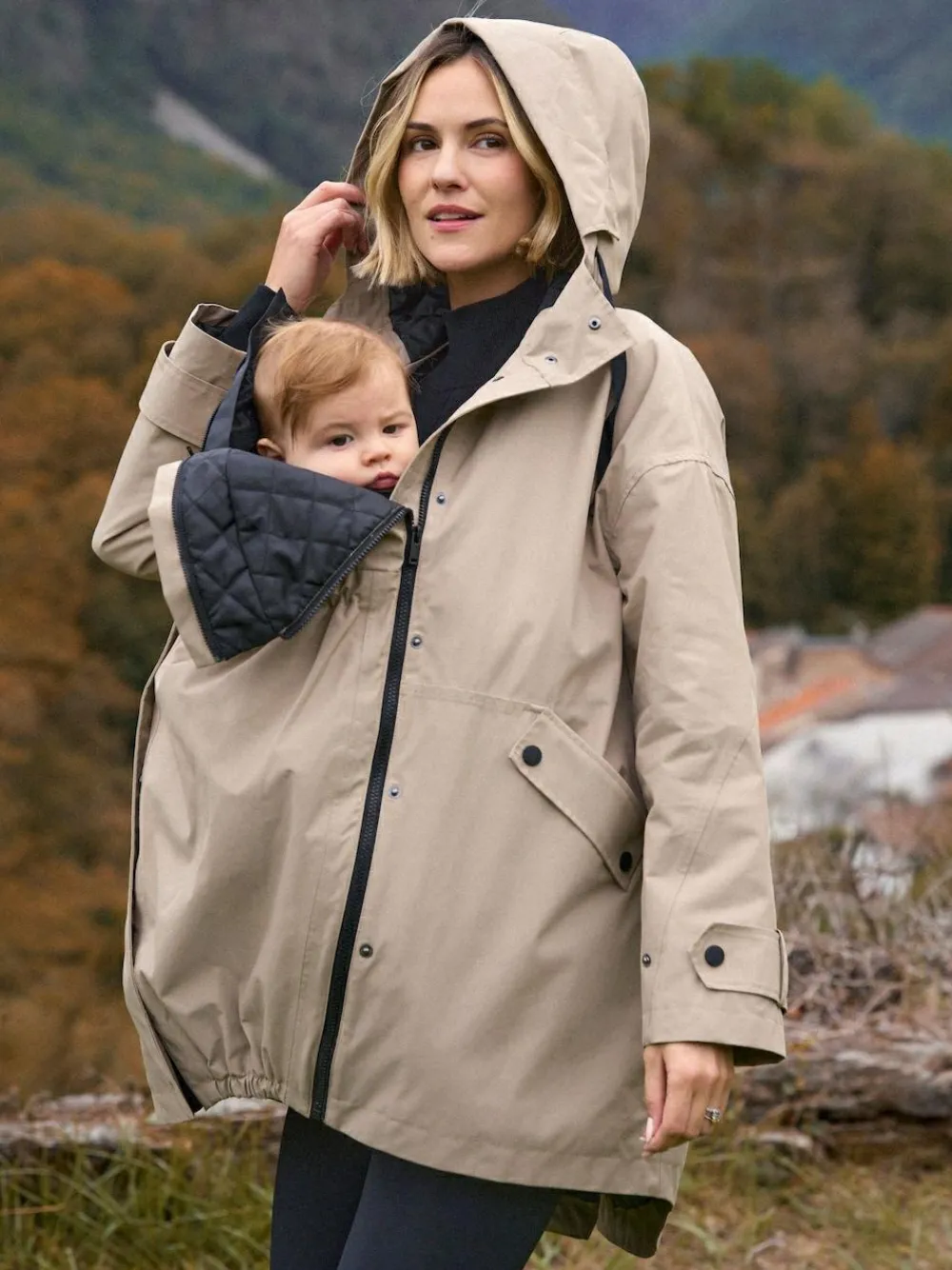 Discount Seraphine 3-In-1 Maternity & Babywearing Raincoat Taupe Grey