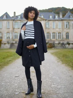 Discount Seraphine White & Black Stripe Maternity & Nursing Knit Top Dress