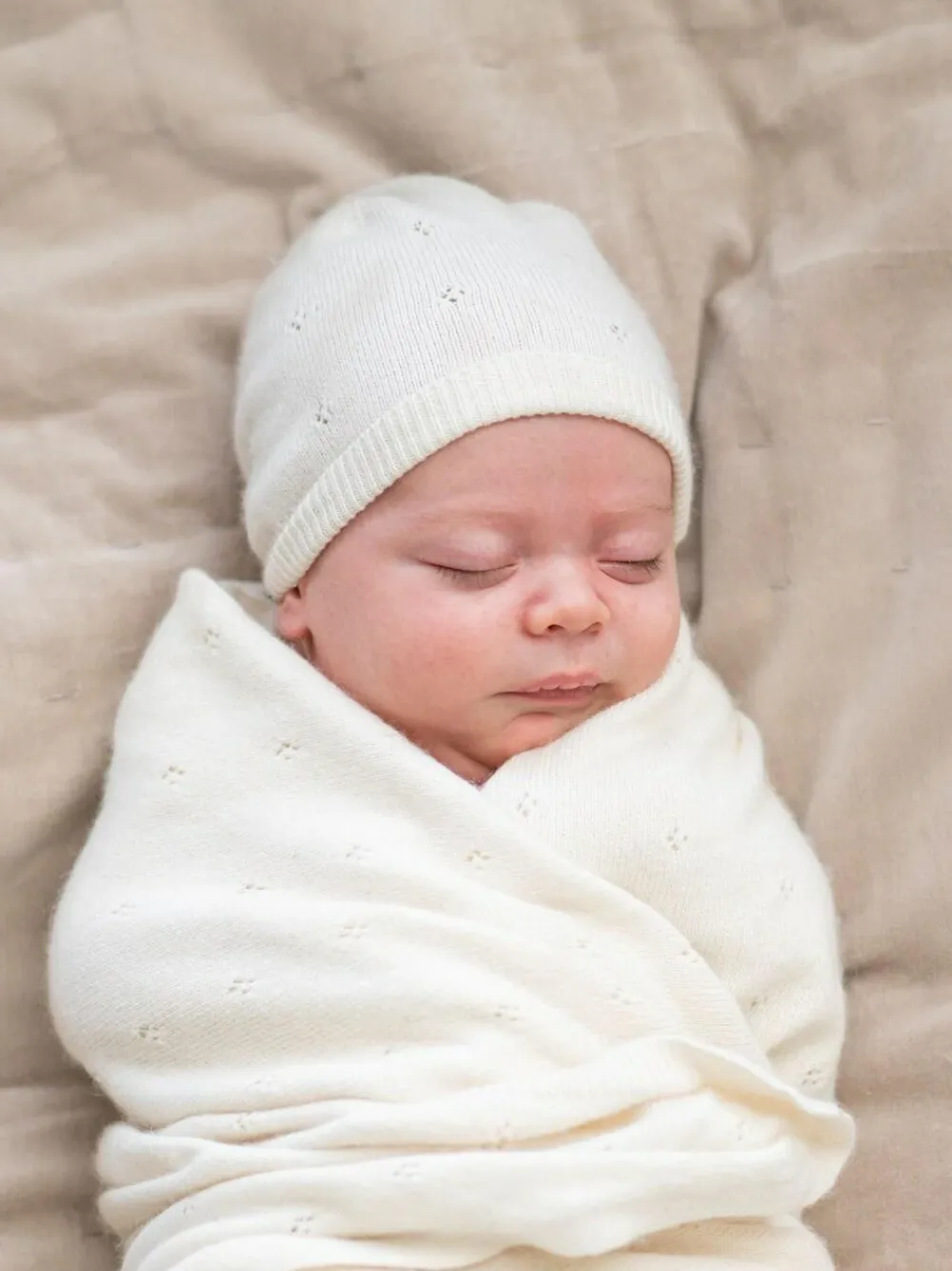 Seraphine White Ivory Baby Washable Cashmere Blend Pointelle Hat^ Unisex|Newborn Accessories