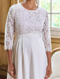 Seraphine White Ivory Premium Lace Bodice Maternity & Nursing Occasion Bridal Dress