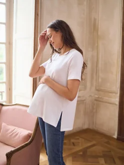 Seraphine Maternity Short Sleeve Cotton Modal T-Shirt White