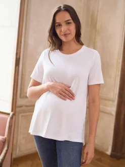 Seraphine Maternity Short Sleeve Cotton Modal T-Shirt White