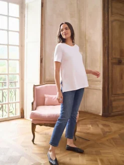 Seraphine Maternity Short Sleeve Cotton Modal T-Shirt White