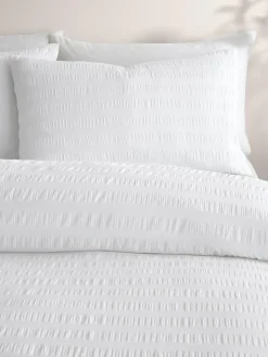Hot Serene Honley Seersucker Textured Duvet Cover Set White