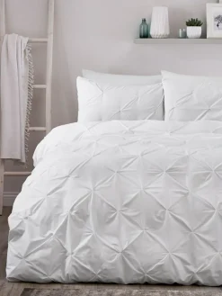 Serene White Lara Duvet Cover And Pillowcase Set^ Branded Bedlinen