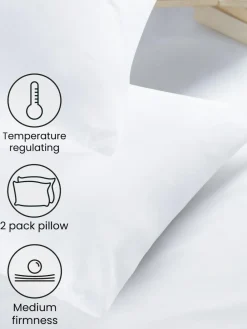 Sale Next Set of 2 100% Cotton Temperature Regulating Soft Pillows