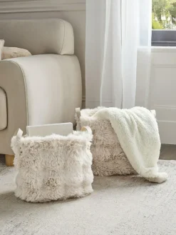 Outlet Next Set of 2 Beige Faux Fur Baskets