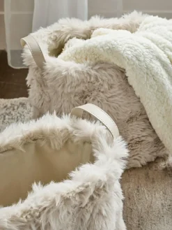 Outlet Next Set of 2 Beige Faux Fur Baskets