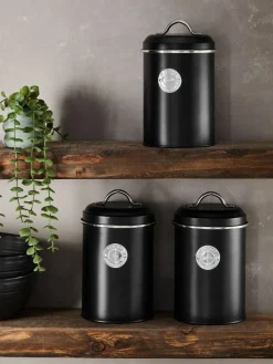 Best Next Set of 3 Badge Set of 3 Storage Jars Black