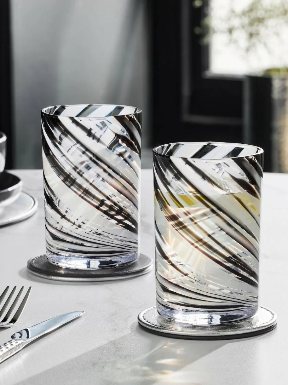 Discount Next Set of 2 Black Confetti Swirl Tumbler Glasses