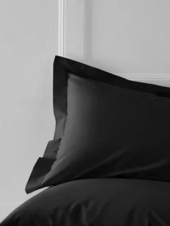 Next Set of 2 Black Cotton Rich Pillowcases^ Bedsheets & Pillow Cases