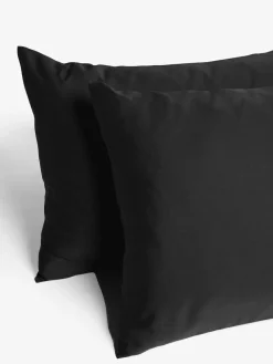 Next Set of 2 Black Cotton Rich Pillowcases^ Bedsheets & Pillow Cases