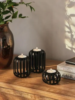 Hot Next Set of 3 Black Wire Tea Light Candle Holders