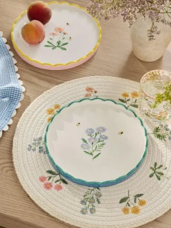 Next Set of 2 Blue and Pink Maisie Floral Print Scallop Edge Side Plates^ Dinner Sets & Pasta Bowls