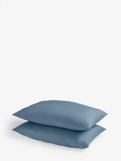 Next Set of 2 Blue Mid Cotton Rich Pillowcases^ Bedsheets & Pillow Cases