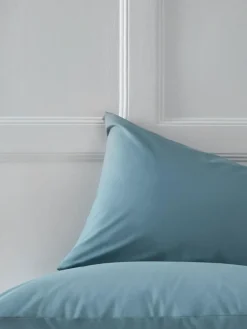 Next Set of 2 Blue Slate Cotton Rich Pillowcases^ Bedsheets & Pillow Cases