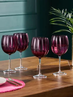 Next Set of 4 Ottilie Wine Glasses Burgundy Red