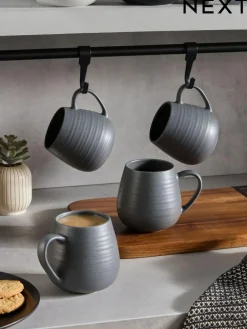 New Next Set of 4 Kya Mugs Charcoal Grey