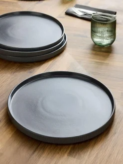 New Next Set of 4 Charcoal Grey Stamford Dinner Plates