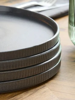 New Next Set of 4 Charcoal Grey Stamford Dinner Plates