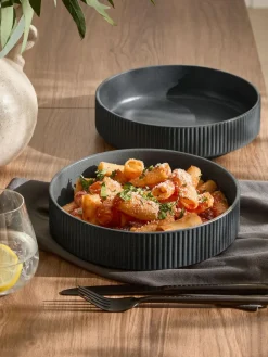 Next Set of 4 Charcoal Grey Stamford Set of 4 Pasta Bowls^ Dinner Sets & Pasta Bowls