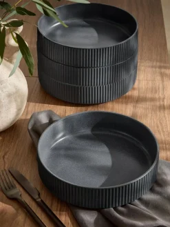 Next Set of 4 Charcoal Grey Stamford Set of 4 Pasta Bowls^ Dinner Sets & Pasta Bowls