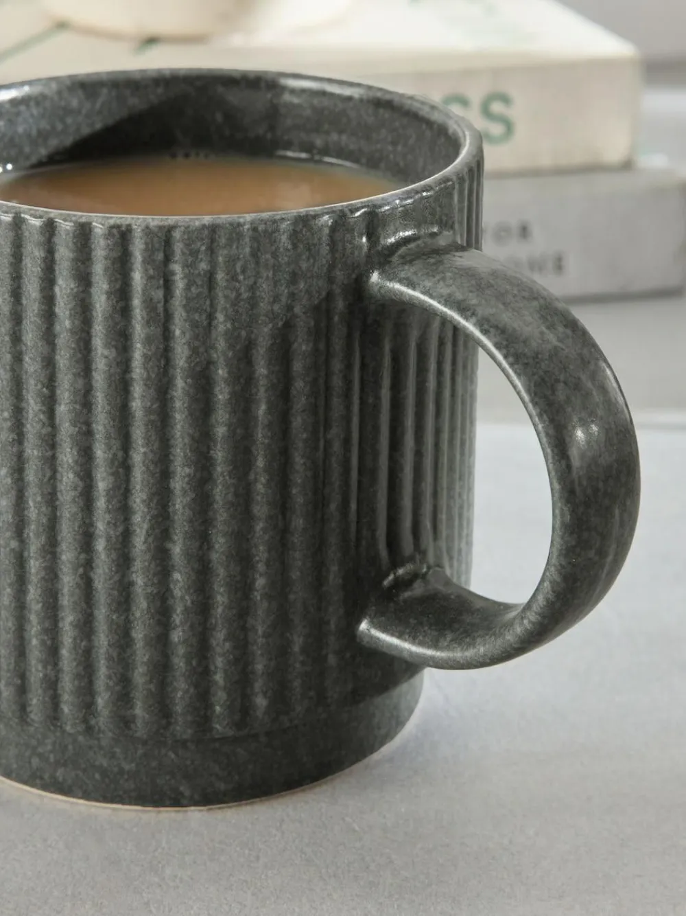 Clearance Next Set of 4 Charcoal Grey Stamford Stacking Mugs
