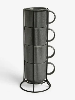 Clearance Next Set of 4 Charcoal Grey Stamford Stacking Mugs