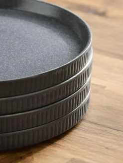 Next Set of 4 Charcoal Grey Stamford Side Plates^ Dinner Sets & Pasta Bowls