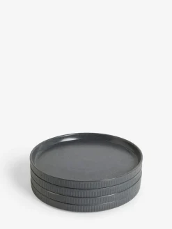 Next Set of 4 Charcoal Grey Stamford Side Plates^ Dinner Sets & Pasta Bowls