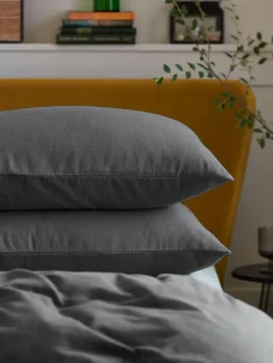 New Next Set of 2 Supersoft 100% Brushed Cotton Pillowcases Charcoal Grey