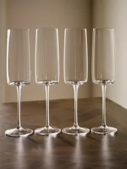 Next Set of 4 Clear Angular Champagne Flutes^ Glassware
