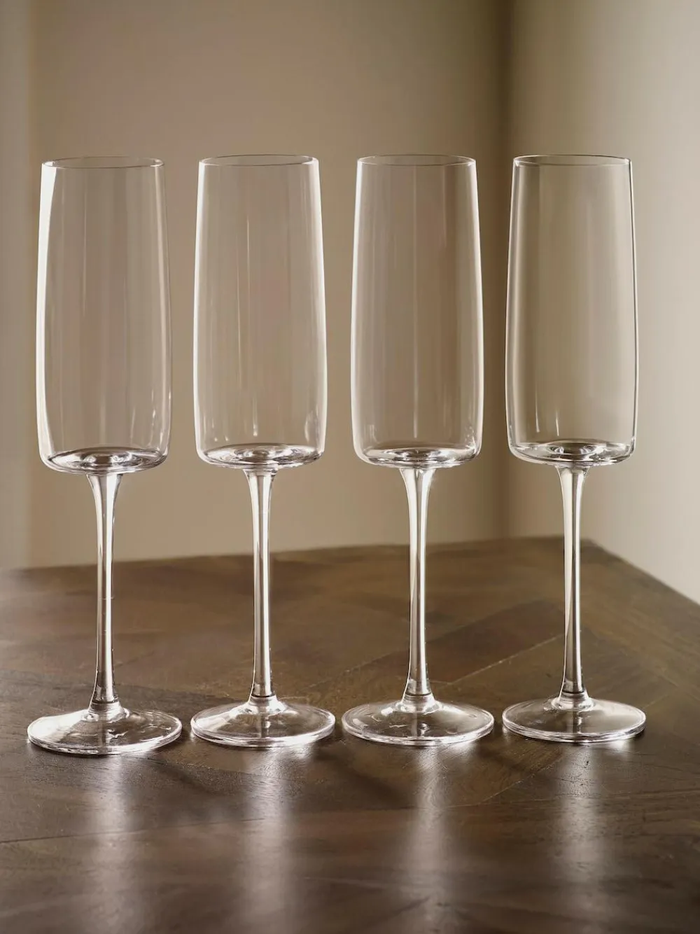 Next Set of 4 Clear Angular Champagne Flutes^ Glassware