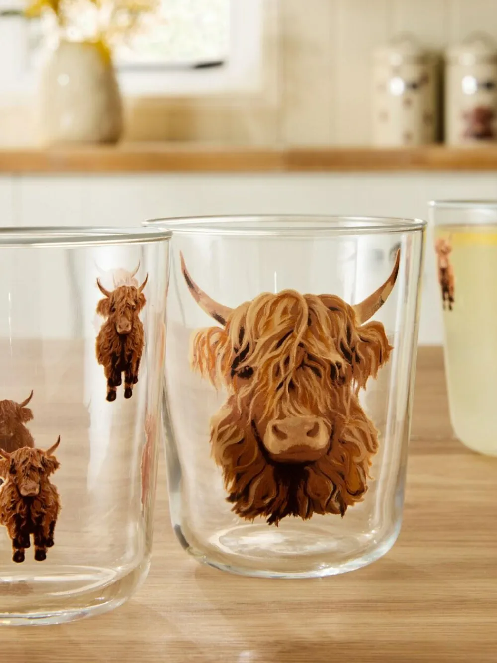 Outlet Next Set of 4 Clear Hamish the Highland Cow Tumblers